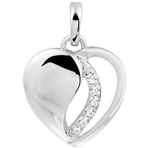 Zilver Gerhodineerde Hanger hart zirkonia 1328699