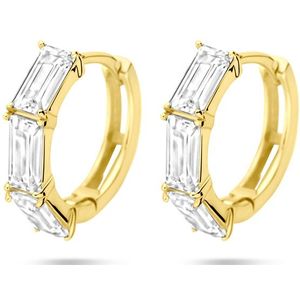 zilver verguld (geel) klapoorringen zirkonia 15,5 mm 1 micron 2104003