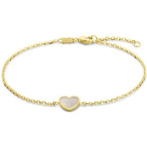 14K geelgoud armband hart parelmoer 16 - 18 cm 4028932