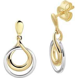 oorhangers rond 14K bicolor goud geel/wit 4208594