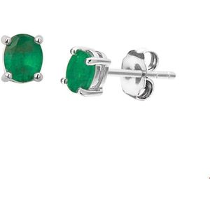 oorknoppen smaragd 14K witgoud 4104575