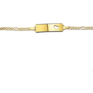 graveerarmband figaro hart plaat 5,0 mm 14K geelgoud 4012029