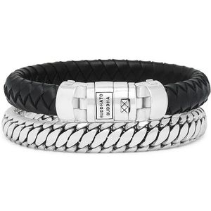 BUDDHA TO BUDDHA 008BL C+ - Ben Customized Set - Zilver + leder armband