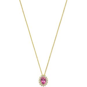 14K geelgoud collier roze topaas en zirkonia 40 - 42 - 44 cm 4031232