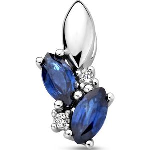 Hanger - 14K Witgoud - Saffier en Diamant 0.02ct H P1 - Dames