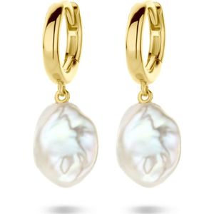 zilver verguld (geel) klapoorringen barok parel 24 mm 1 micron 2104041