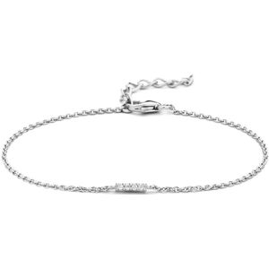 zilver gerhodineerd armband balkje zirkonia 16 + 3 cm 1335382