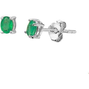 oorknoppen smaragd 14K witgoud 4104652
