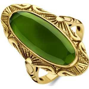 14K geelgoud vintage ring groen agaat 4027818 18.50