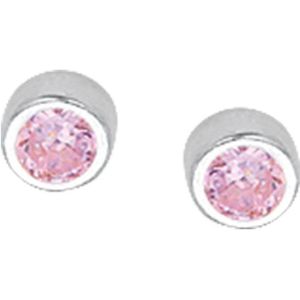 oorknoppen roze zirkonia zilver wit 1011125