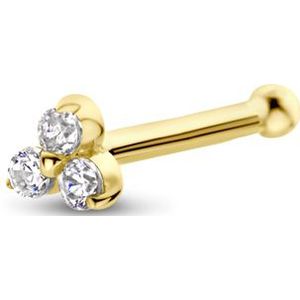 neusknopje zirkonia kogel 14K geelgoud 4027862