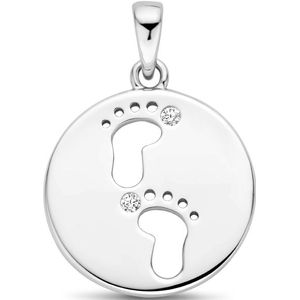 zilver gerhodineerd hanger baby voetjes zirkonia 1335752