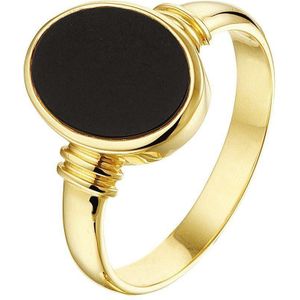zegelring massief onyx 11 x 8,5mm 14K geelgoud 4020419
