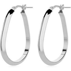 Zilver - Gerhodineerde Oorringen - 1338740 - 925 Zilver - 3 mm Breedte