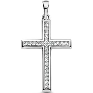 zilver gerhodineerd hanger kruis zirkonia 1336806