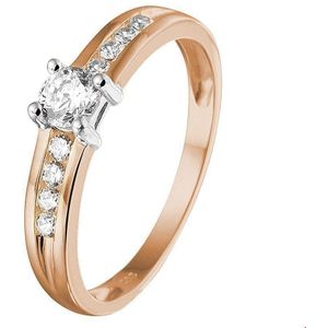 ring zirkonia 14K bicolor goud rosé/wit 4500678