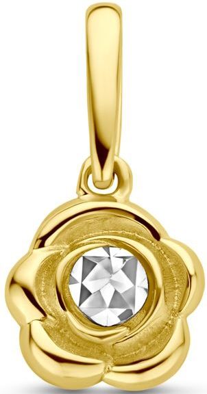 14K - Bicolor Goud - Hanger - Geel/Wit - Bloem
