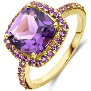 Ring - Amethist - 14K Geelgouden Ring - 12.5 mm - Gepolijst