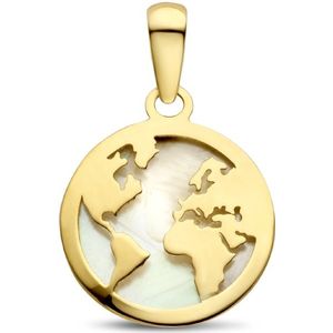 goud (geelgoud) hanger wereldbol parelmoer 4025997