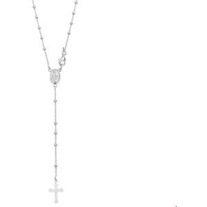 Zilver Gerhodineerde Collier rozenkrans poli/mat 50 cm 1319193
