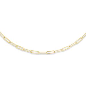 zilver verguld (geel) combi-collier gourmette 2,0 mm en paperclip platte buis 3,0 mm 41 + 4 cm 1 micron 2102801