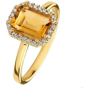 Geelgouden Ring citrien en diamant 0.10ct H SI 4021549 17.75 mm (56)