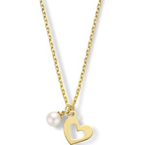 goud (geelgoud) collier hart en parel 41 + 3 cm 4025179