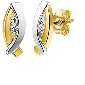oorknoppen zirkonia 14K bicolor goud geel/wit 4207233