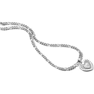 Zilver Gerhodineerde Collier hart 42 + 3 cm 1334441