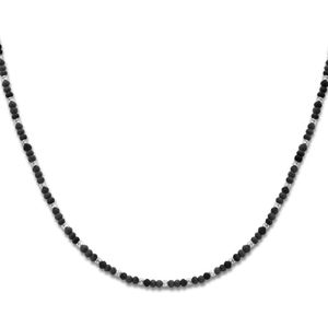 zilver gerhodineerd collier bolletjes gediamanteerd en zwart glas 3,0 mm 41 + 4 cm 1336414
