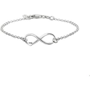 Zilver Gerhodineerde Armband infinity en hart 17 + 2 cm 1320227
