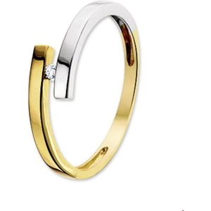 ring diamant 0.03ct h si 14K bicolor goud geel/wit 4207323