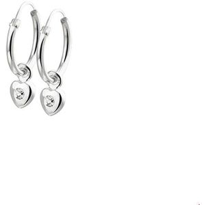 oorringhangers hart strass zilver wit 1019458