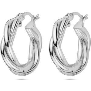 Zilver Gerhodineerde oorringen gedraaid 1338322