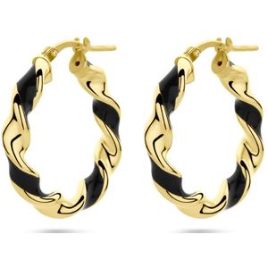 zilver verguld (geel) oorringen gedraaid zwart emaille 1 micron 2103654