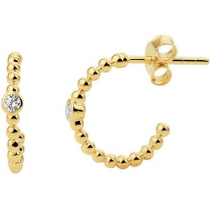 stekeroorringen bolletjes zirkonia zilver verguld (geel) 2101408
