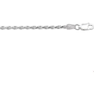 Zilveren Collier koord gediamanteerd 2 1002195 45 cm