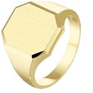graveerring massief mat gediamanteerd 14K geelgoud 4020514