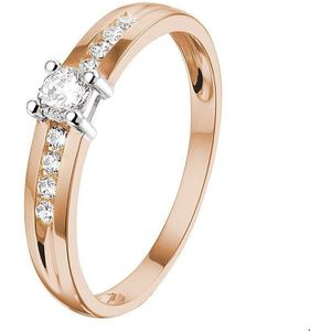 ring zirkonia 14K bicolor goud rosé/wit 4500672