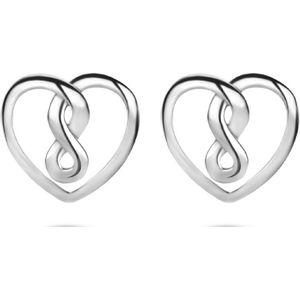 zilver gerhodineerd oorknoppen hart en infinity 1335065