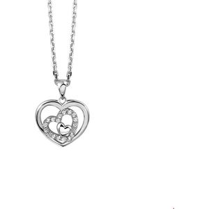 collier hart zirkonia 41 + 4 cm zilver gerhodineerd 1320467