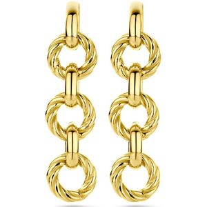 zilver verguld (geel) oorhangers cirkels gedraaid 1 micron 2103595