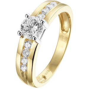 ring zirkonia 14K bicolor goud geel/wit 4208309