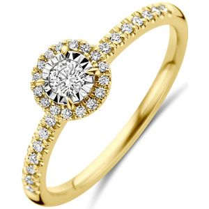 14K bicolor goud geel/wit ring diamant 0.22ct h si 4209007 18.50