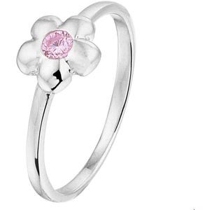 ring bloem roze zirkonia zilver gerhodineerd 1328931
