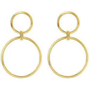 Zilver Verguld - Oorhangers - Cirkels - Gediamanteerd - 1 Micron - 54 mm Hoogte