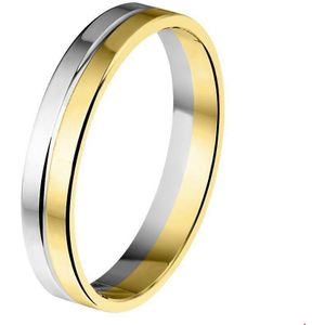 ring a410 - 4 mm - zonder steen 14K bicolor goud geel/wit 4202252