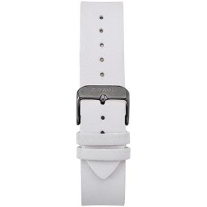 Witte leren horlogeband - Whitehaven- White / Zilverkleur Gesp