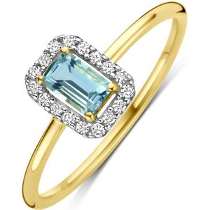 14K geelgoud ring aquamarijn en diamant 0.08ct h si 4034202 17.50