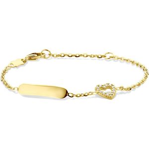 14K geelgoud graveerarmband hartje zirkonia 11 - 13 cm 4034704